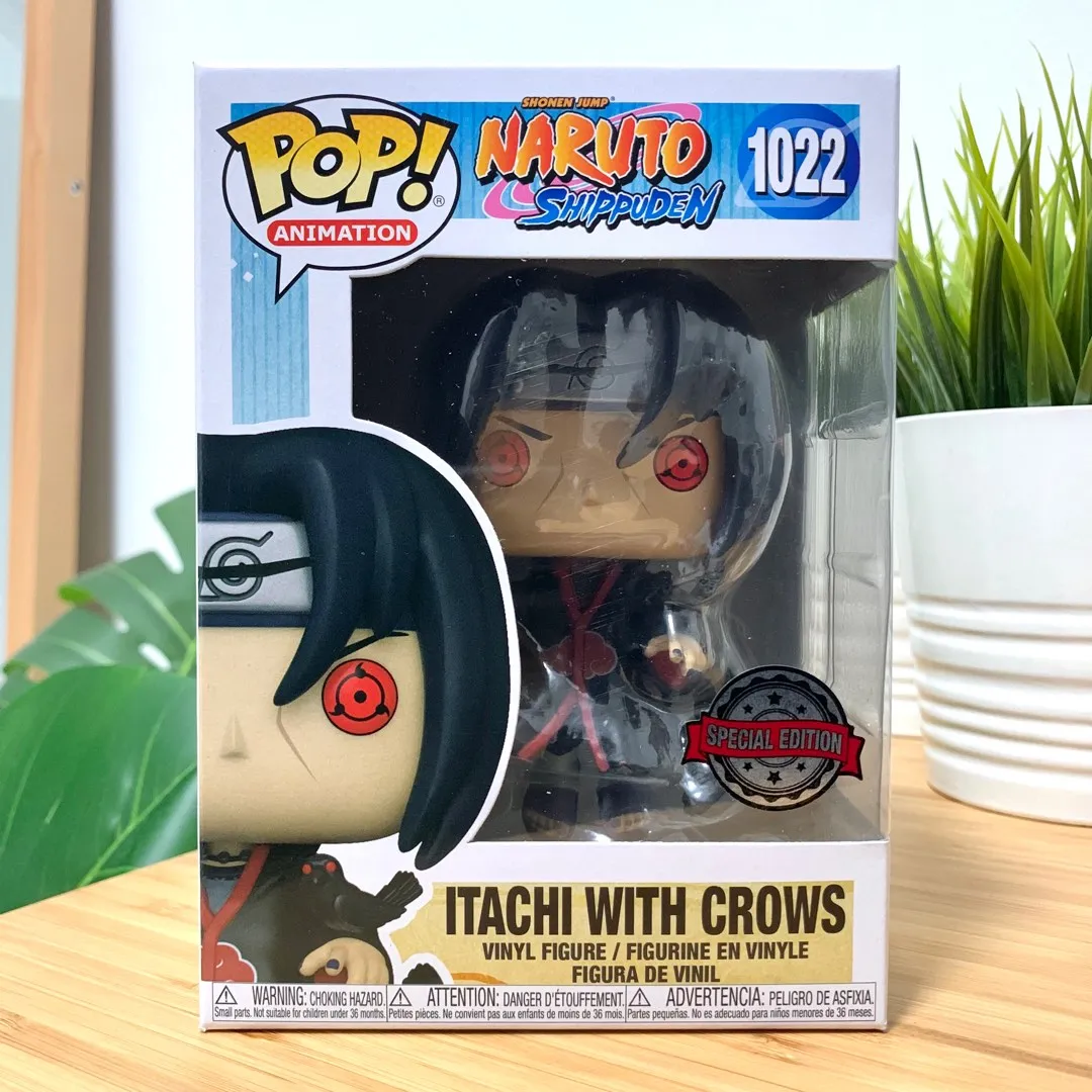 Nueva llegada FUNKO POP Narutoes Theme Itachi con corvos # 1022 Figura de acción de PVC Colección de modelos de juguetes de dibujos animados para niños