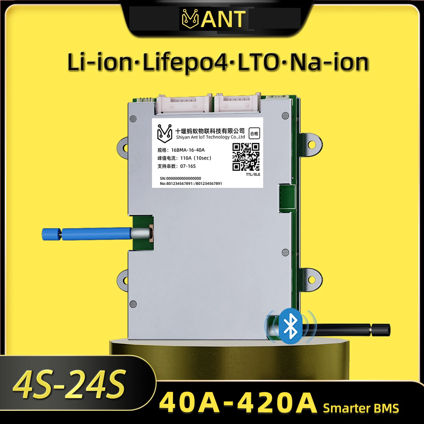 

ANT Smart BMS 4S-24S 16S 80A Lifepo4 Protection Board10S 13S 48V 30A Li-ion BMS 20S NMC LFP E-bike E-scooter Bluetooth Balance