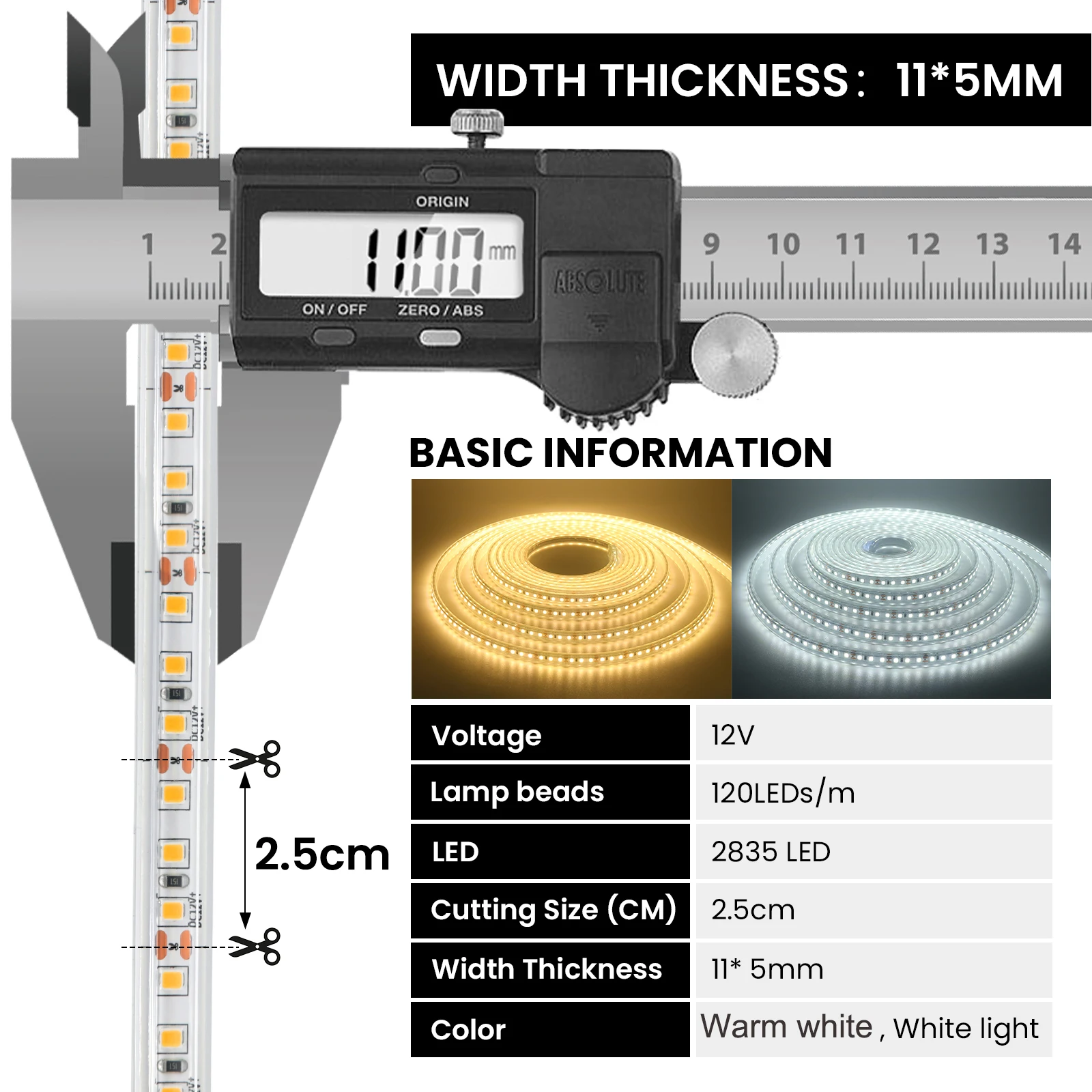 12V 24V elastyczna taśma LED z zasilaczem 2835 120Leds taśma String IP67 wodoodporna zewnętrzna taśma z diodami ciepła naturalna biel