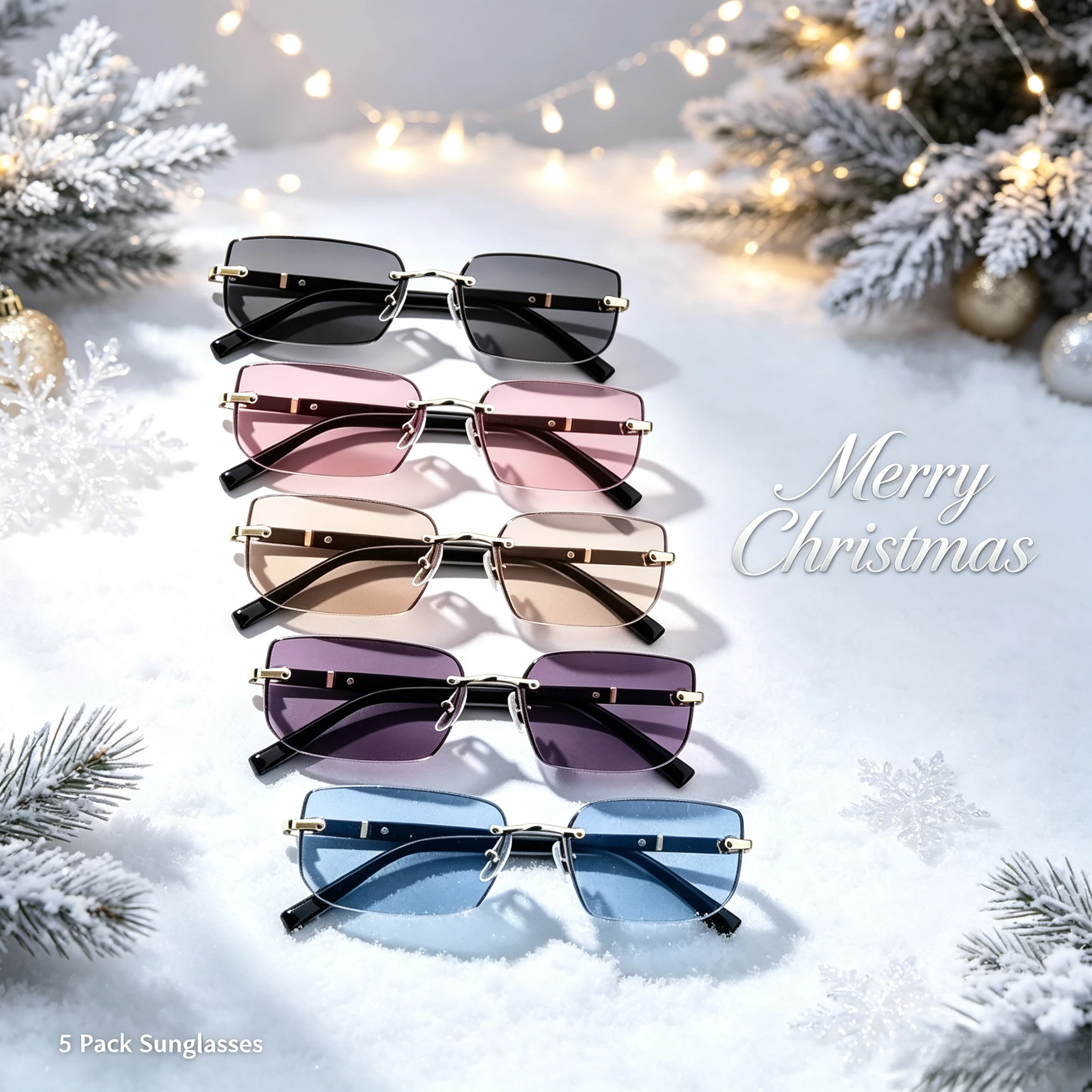 5PCS High-end Borderless Sunglasses Are The Same for Men and Women, Fine Metal Gold Jewelry Legs Are Gradually Changed Through Sunglasses, Multi-color Plain and Versatile Glasses, Commuting and Vacation Photo Atmosphere Sunglasses, Random Colors