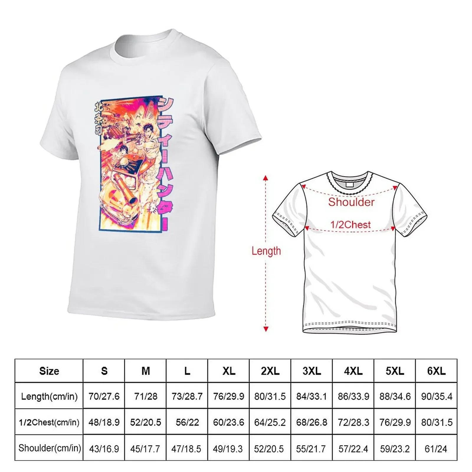 City Hunter Color B T-Shirt Classic Crew Neck Cotton T-Shirt(4XL 5XL 6XL No Shipping)
