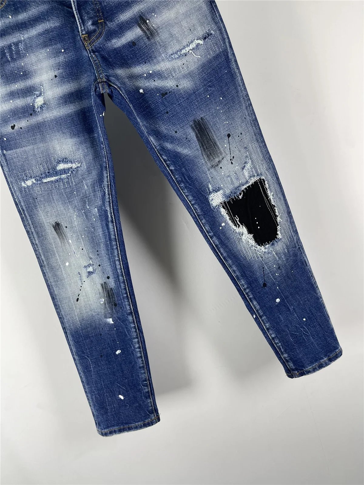 2025 herfst en winter nieuwe mode heren gewassen casual donkerblauw slanke mode heren all-match jeans heren