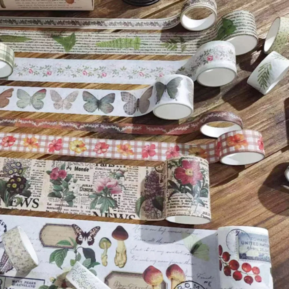 Mr. Paper Vintage Flower Tape Set INS Style Handbook Sticker Children Washi Tape Decorative Materials Stationery 18rolls/box