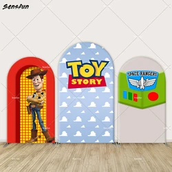 Toy Story Arch Cover Backdrop for Kids Birthday Party Decoration Fabric Double-Sided Chiara Photo Background Woody Chiara Wall