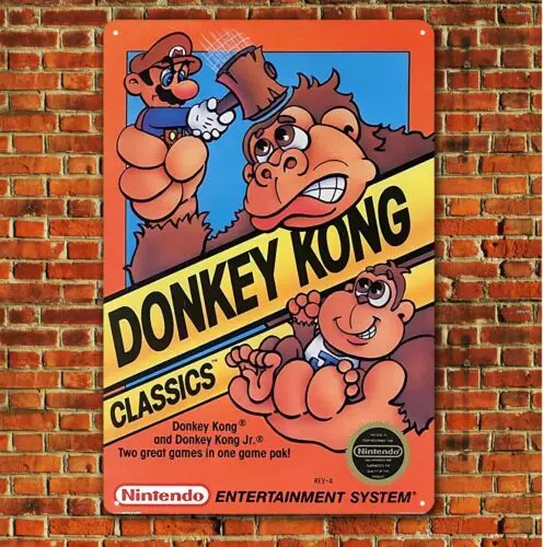 1p, металлический постер в стиле ретро для видеоигр Donkey Kong Nintendo Nes ()