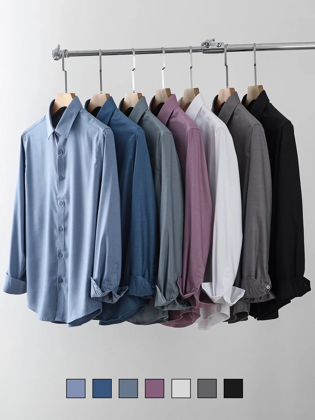 

Luxury Wool Modal Long Sve irt Men's Casual Collar Busin Casual irt Soft And Breathable Polyester Blend Chinese Brand