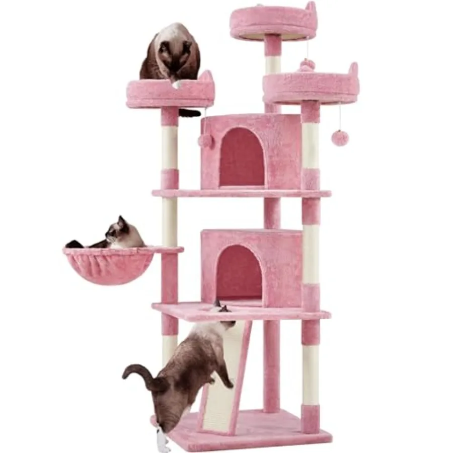 

68.5in Cat Tree for Large Cats Multi-Level Cat Tower with 3 Wide Perches Large Condo Stable Pet Play House w/Sisal-Covered Scra
