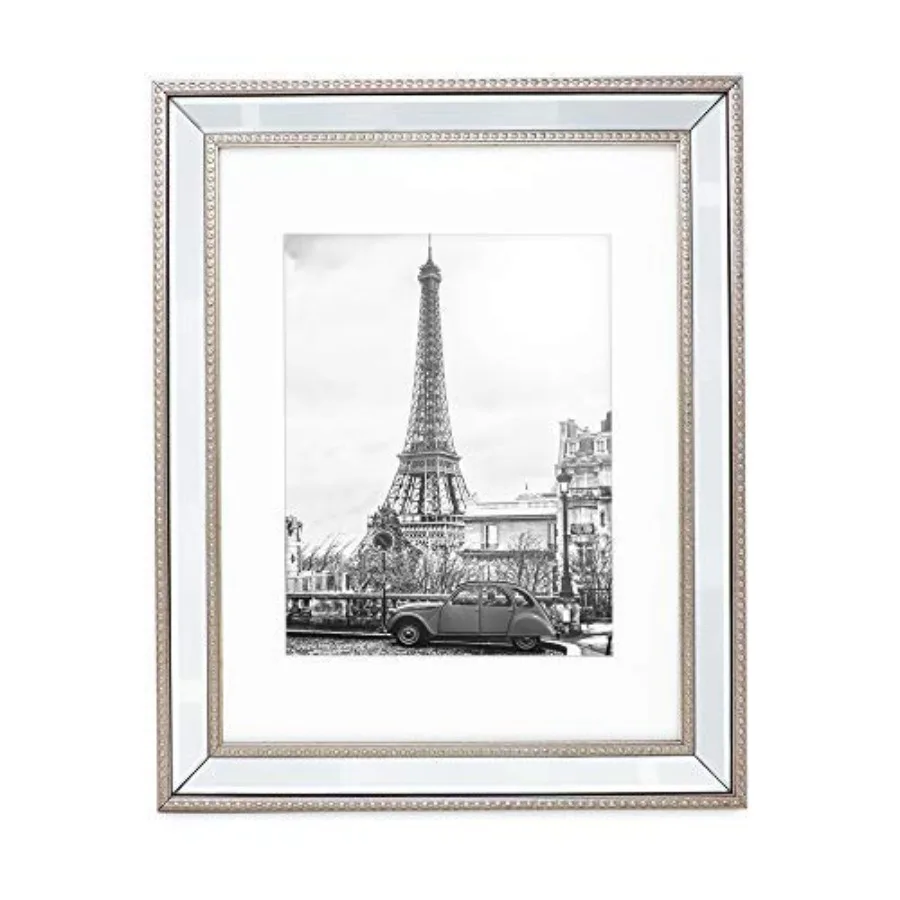 

Зеркальная рамка для фотографий 11x14 и 8x10 с точечной окантовкой - Классическая зеркальная рамка с точечным бордюром для настенного размещения, фотогалереи и декора стен