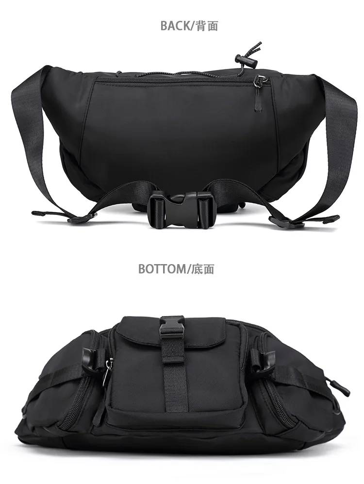 Motorcycle Style Crossbody Bag Street Trendy Functional Chest Bag Men\'s Casual Sports Waist Purse Versatile Messenger Small Bag