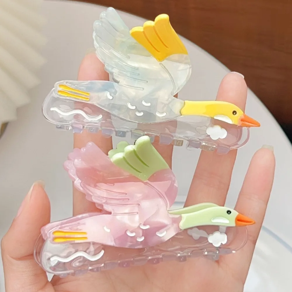 

Fashion Cartoon Wild Goose Shark Clip Vintage Acetic Acid Bird Hair Claw Non-slip Hairpin Acetate Shark Clip Daily