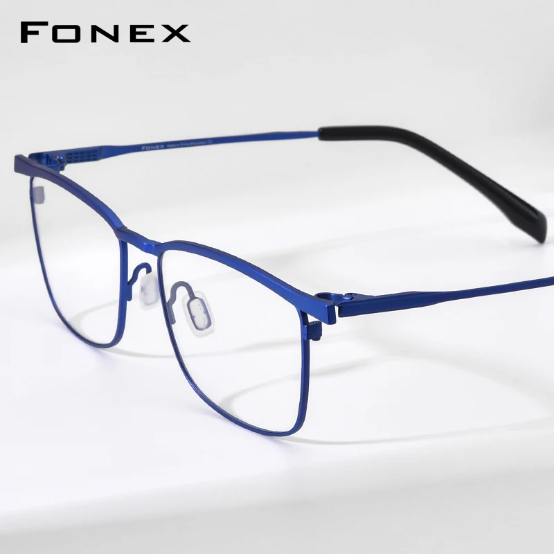 FONEX Titanium Eyeglasses Frame Men Brand Design Square Ultralight Glasses Japanese Ultralight-Weight High-Quality Eyewear 85741