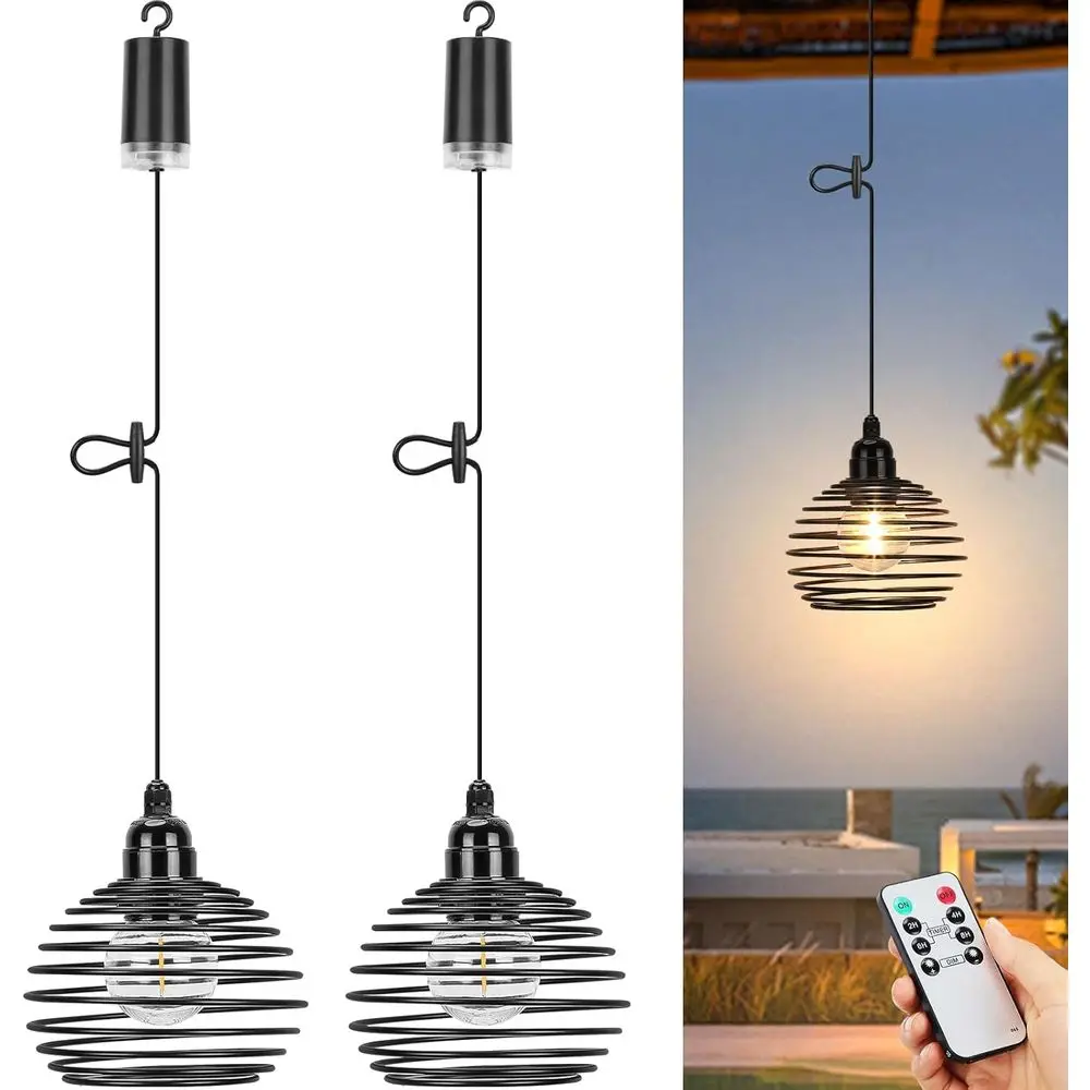 

Outdoor Chlier or Gazebo Lights Battery Operated, Black Battery Powered Hanging Light Pendant Waterproo or Garden, Patio, Porch