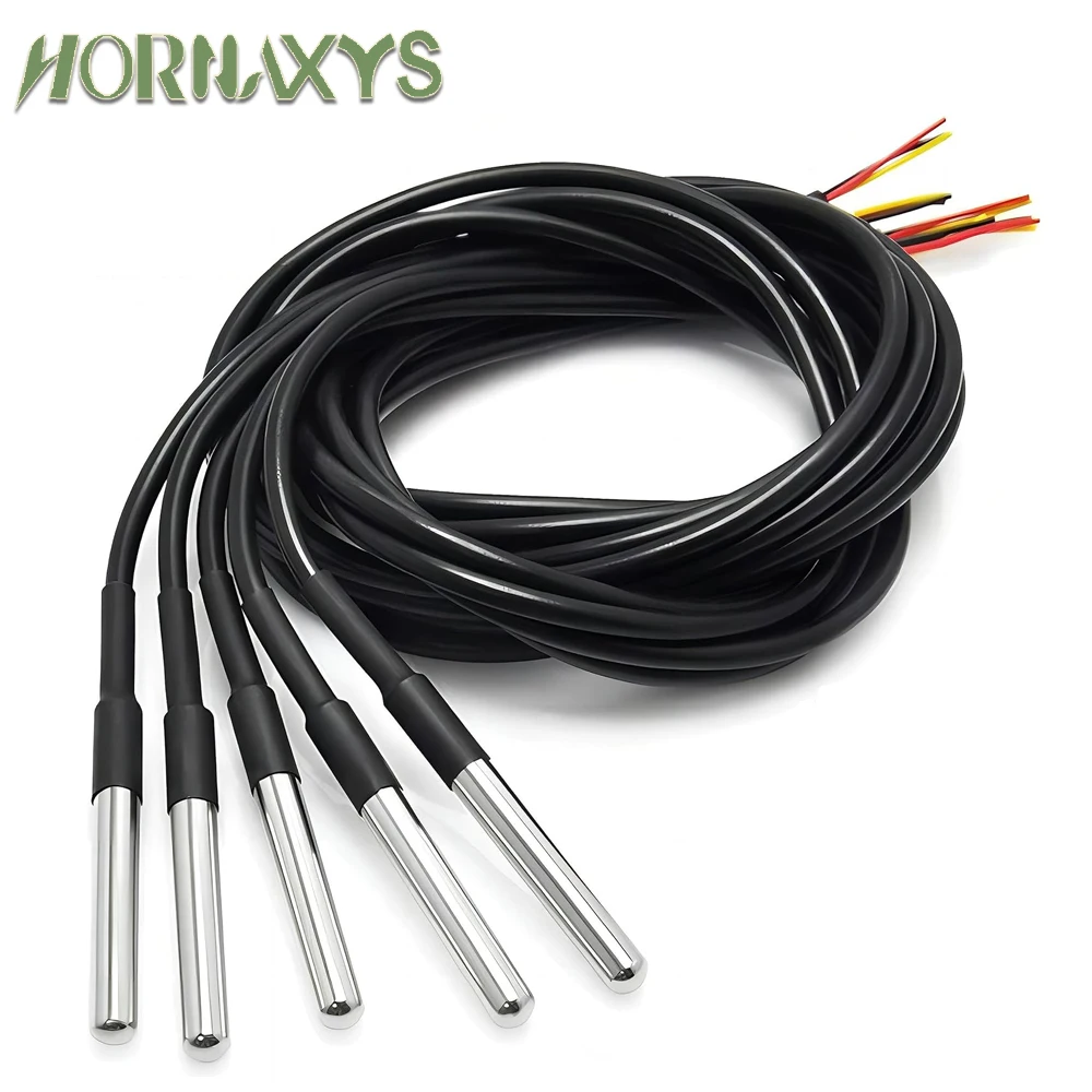 10PCS Waterproof DS18B20 thread temperature probe temperature sensor Stainless steel package 1m 2m 3m 5m 18B20 wire for arduino