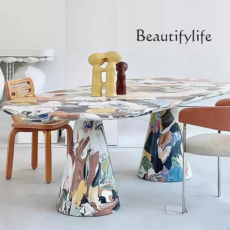 

BJ индивидуальный FRP креативная легкая роскошная живопись стол для отдыха печь картина маслом обеденный стол журнальный столик