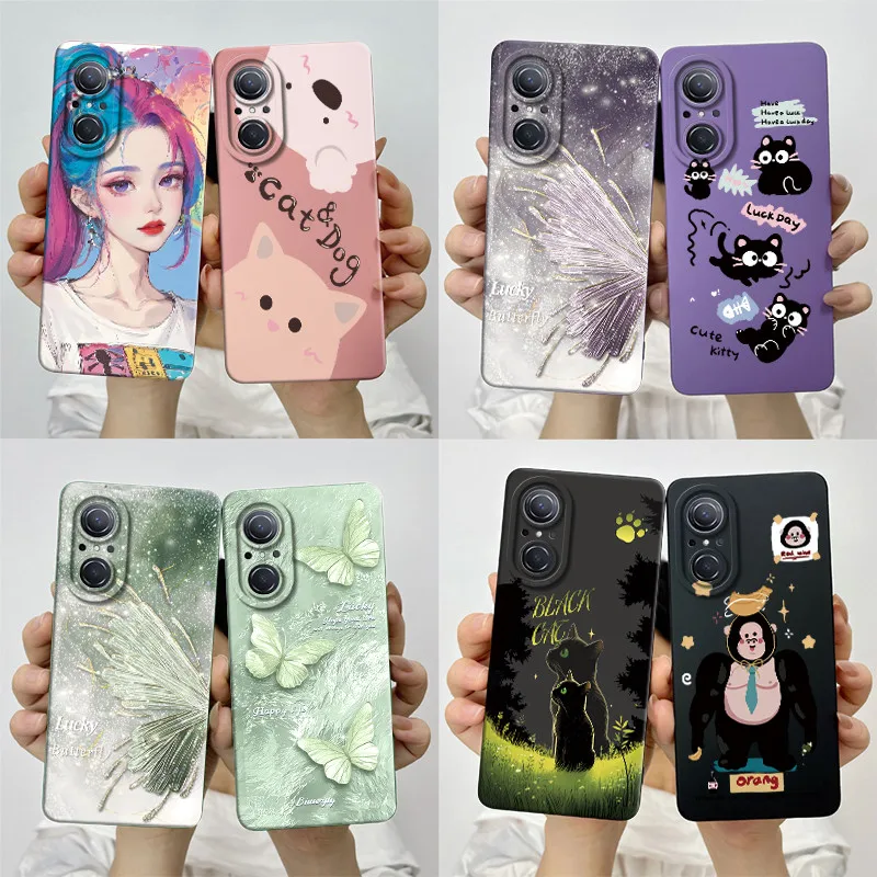 For Huawei Nova 9 se / Honor 50 SE Phone Case JLN-LX1 JLH-AN00 Soft Silicone Sweet Painted Back Cover Shell Cute Printed Casing