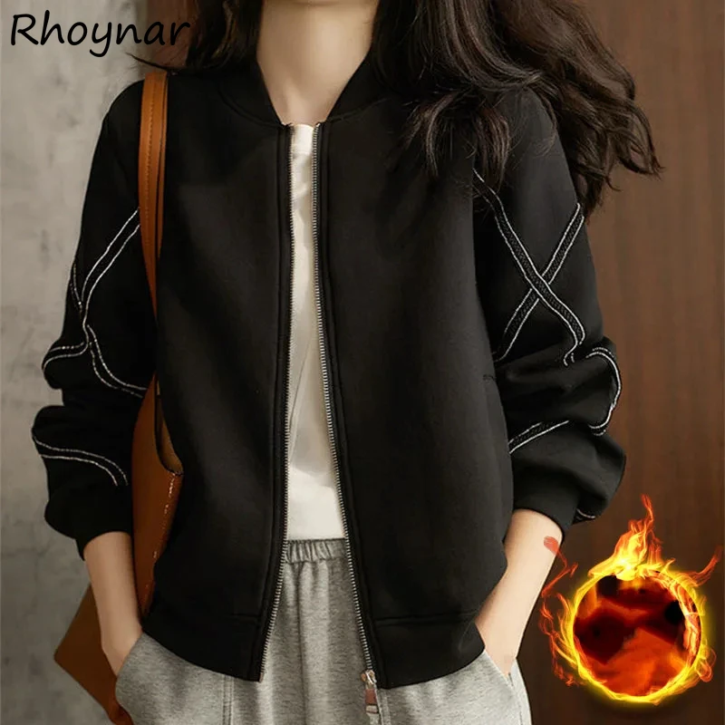 

Осенне-зимние куртки в стиле ретро, женские эстетические универсальные пальто с воротником-стойкой M-3XL, короткие бейсбольные куртки высокого качества Femme