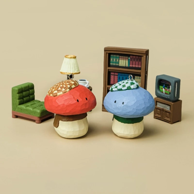 

Handmade Mushroom Figurine Home Decor Hand Carved Creative Adorable Ornament Holiday Healing Birthday Present Bedroom Decoration