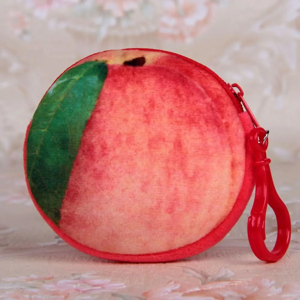 Fashion Watermelon Fruit Coin Purse Strawberry Peach Strawberry Card Holder Zipper Huangtao Plush Wallet Shopping