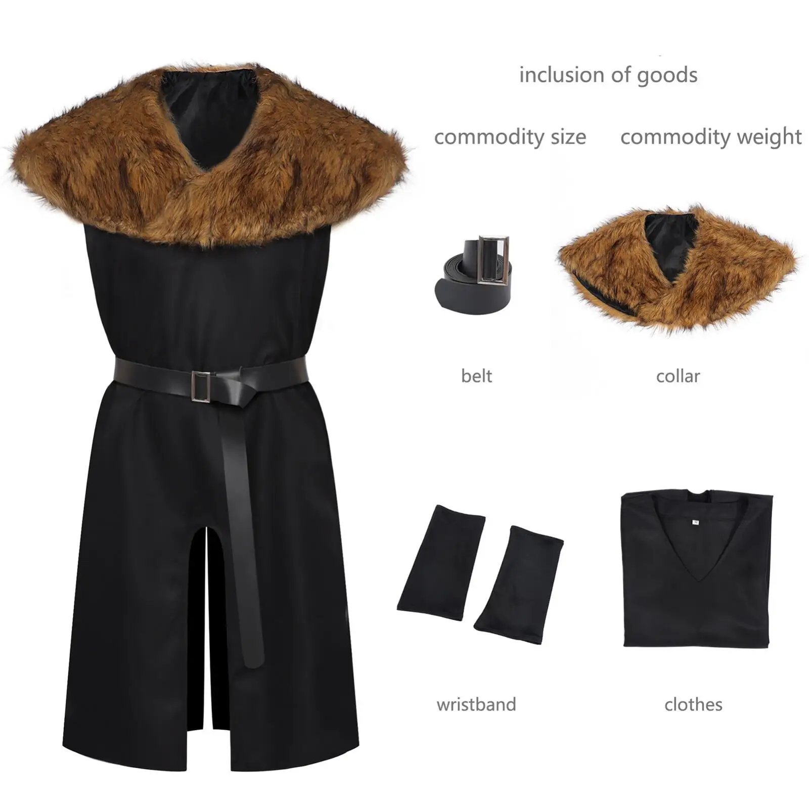 Déguisement Viking Homme Col Fausse Fourrure – photo 2