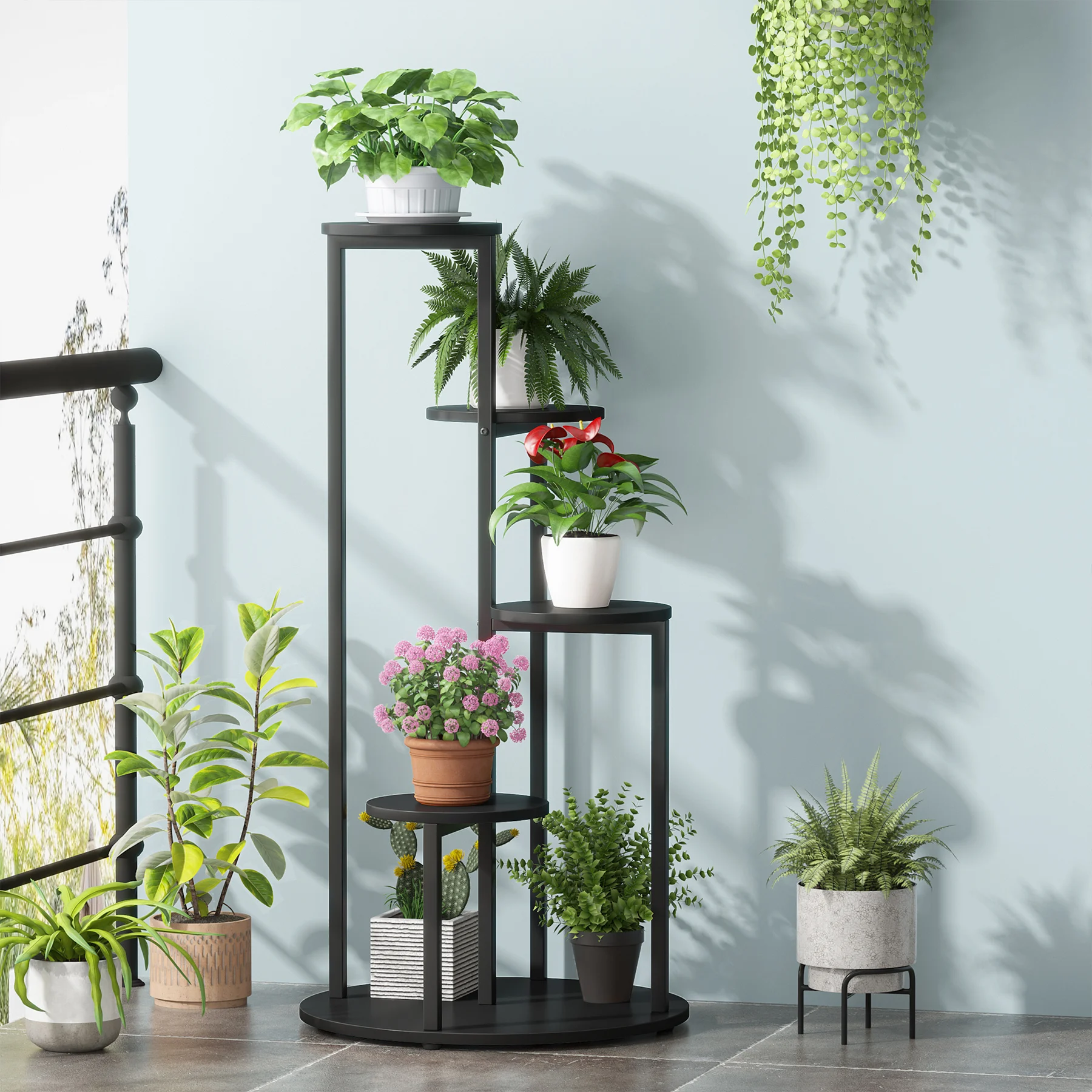 Tribesigns Corner Plant Stand Indoor, 4-Tier Tall Plant Shelf Holders for Multiple Potted Plants, Wood Flower Pot Stands