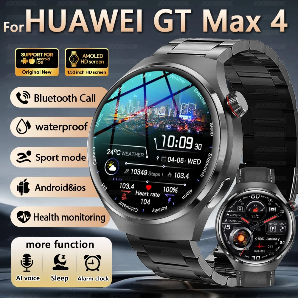 

2025 New Watch 4 Max Smart \Watch Men Heart Rate Health Monitoring GPS Fitness Tracker Bluetooth Call Waterproof Smartwatch Man