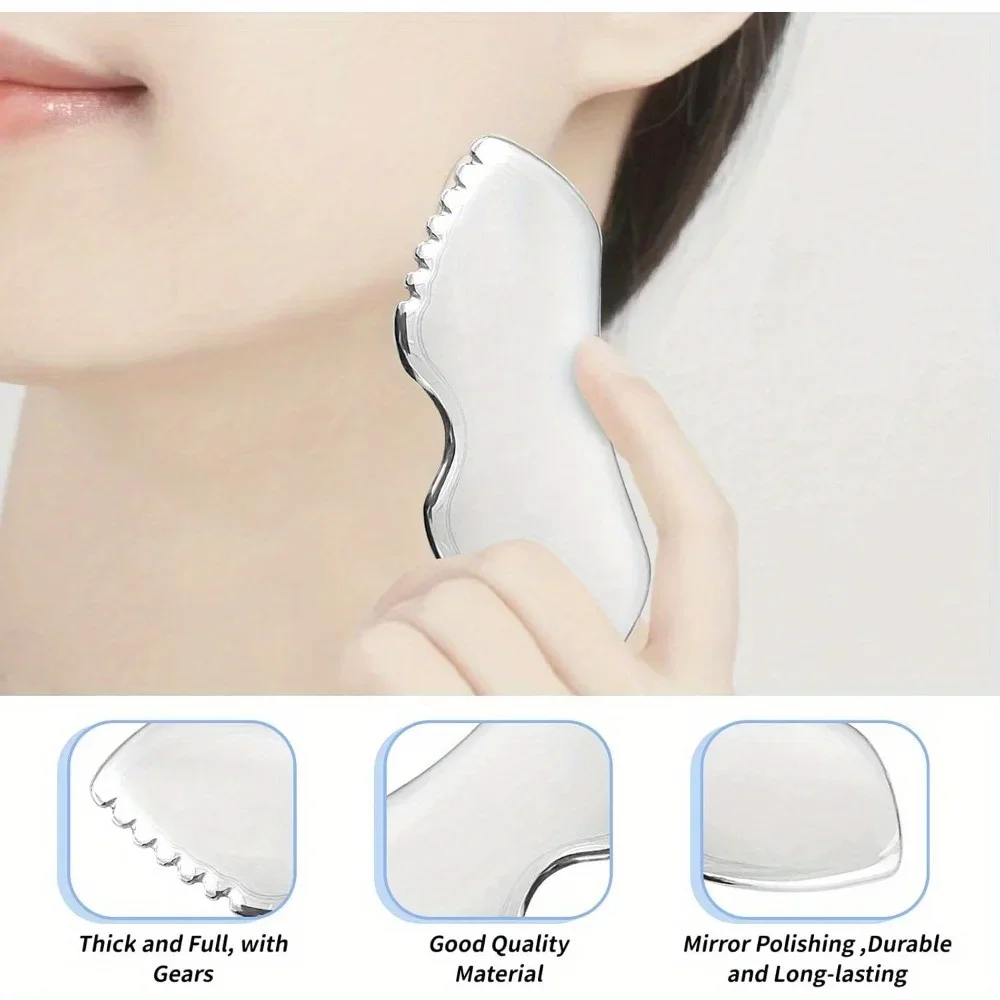 

Gua Sha Stainless Steel, Metal Face Gua Sha for Jawline Sculpting, Guasha Tool Face Body Gua Sha (Silvery) Guasha Board