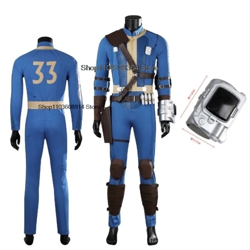 No.33 Fall Cos Out Vault Cosplay Shelter Arm ring props Bodysuit Costume Full Set Outfits Adult Men Halloween Carnival Jumpsuit