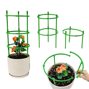 9 Pcs/set 3 Layers Plant Support Plant Stakes Round Plant Support Ring Plastic Plant Cage Holder Flower Pot Climbing Trellis