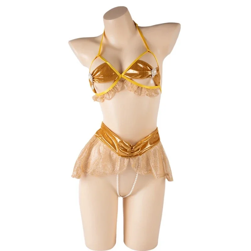 

Sexy Shiny Starlight Dancer Uniform Cosplay Costume Hollow See Through Egypt Goddess Role Play Outfit Women Witch Underwear