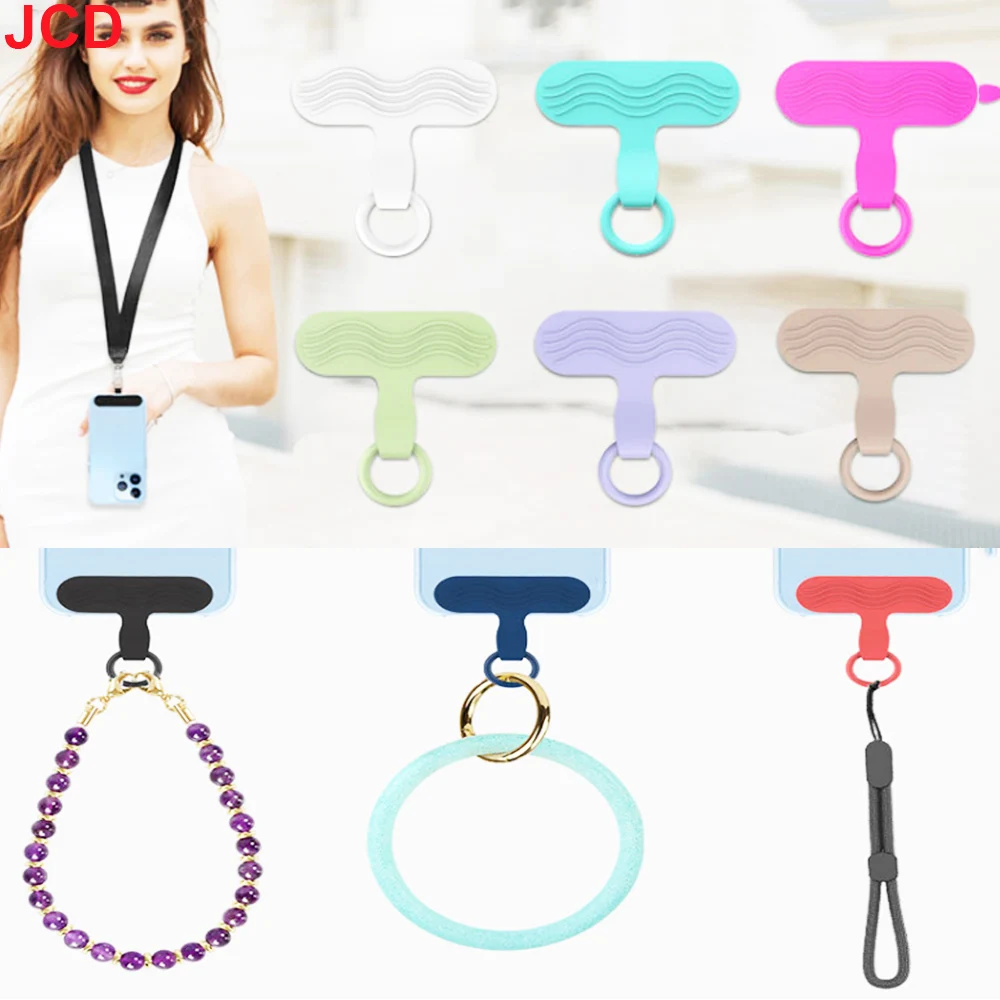 JDC 5 قطعة جراب هاتف من السيليكون حبل معلق معصمه المفاتيح سلسلة هواتف طوقا قطعة معلقة ثابتة انفصال الهاتف الخلفي ملصق #1