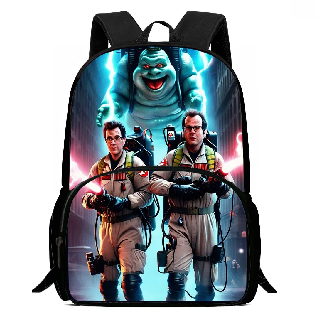 Mochila de 15 pulgadas, bolso escolar de dibujos animados, mochila con estampado de cazafantasmas, bolsas de libros con cremallera aclaradora para niños y niñas, el mejor regalo