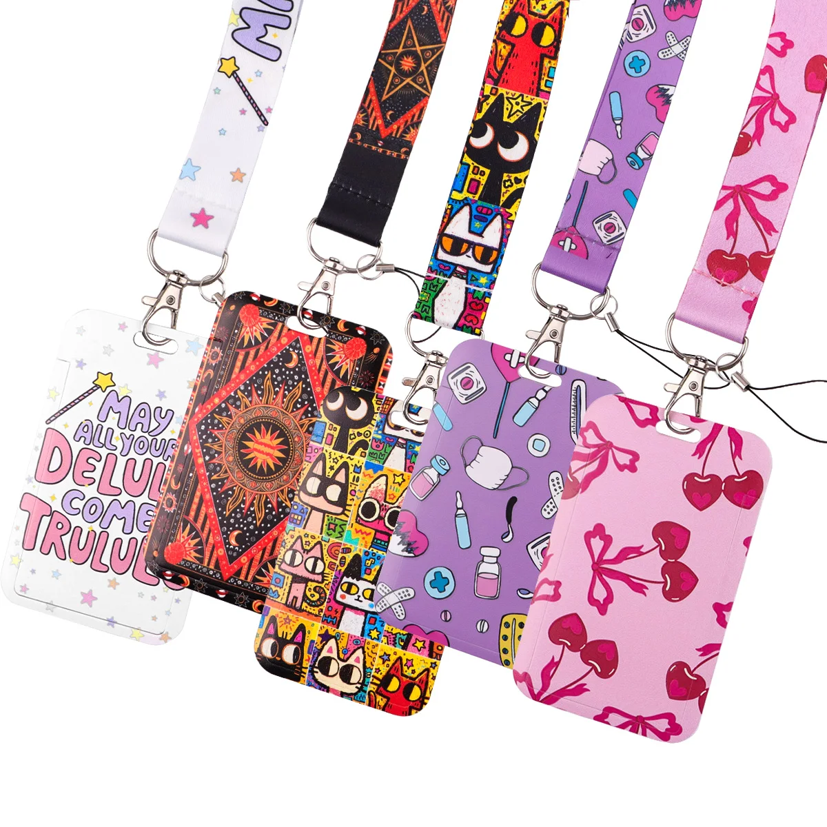 Porta Tarjetas de Identificación Cherry con Cordón para Médicos y Enfermeras, Correas para el Cuello para Llaves, Porta Credenciales, Regalo para Fans, Porta Tarjetas, Llavero
