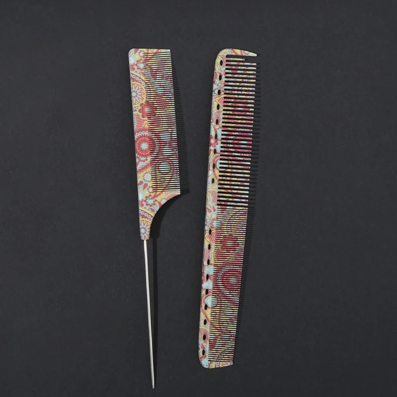 

2 шт./1 шт. расческа для волос с узором пейсли, ручки из нержавеющей стали и зубы из АБС-пластика для расчесывания и разглаживания, подходит для всех типов волос