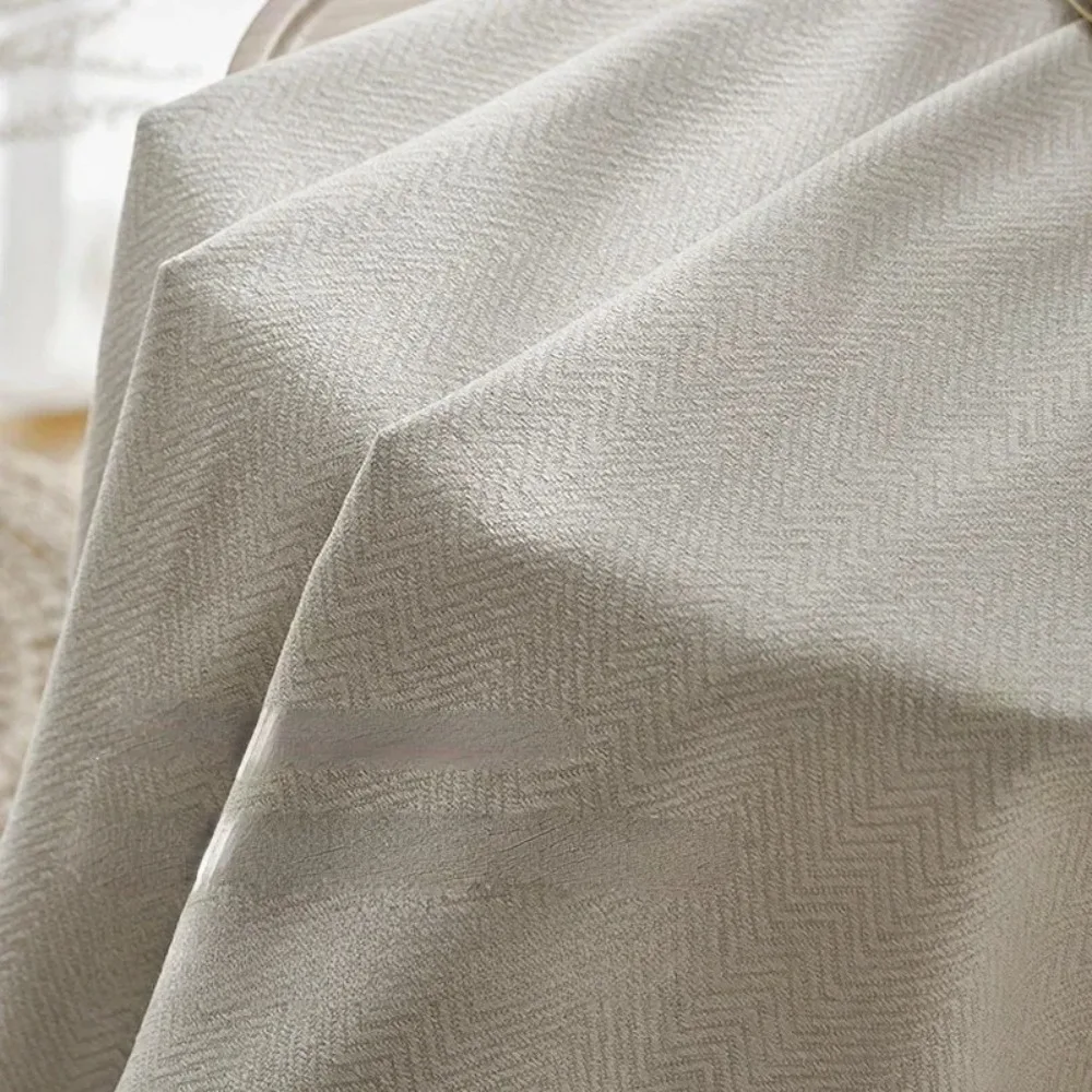 Thickened French Light Luxury Cream Curtain Cloth Solid Color Bedroom Living Room Full Blackout Sunscreen Cotton Linen