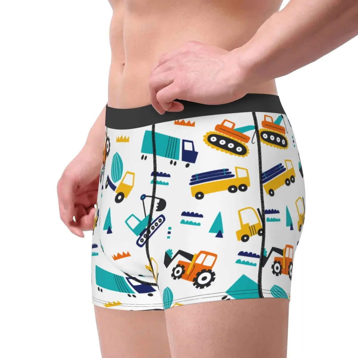 Funny Boxer Cute Excavators Cartoon Shorts Panties Men Underwear Trucks Boy Loves Breathable Underpants for Male S-XXL