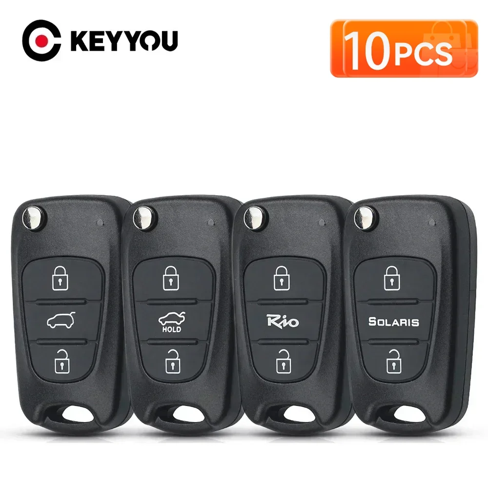 

KEYYOU 10 шт. новый для Kia K2 K5 Rio 3 Picanto Ceed Cerato Sportage для Hyundai удаленный автомобильный ключ откидной складной чехол для ключей