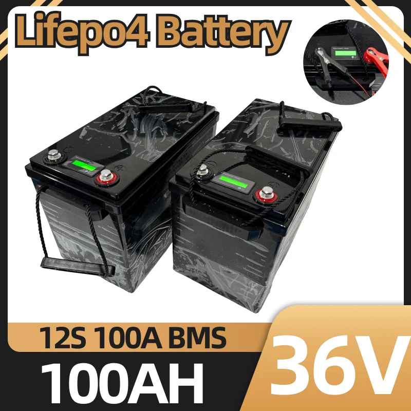36V 100AH LiFePO4 Battery Pack For RV Campers Marine Golf Cart 200A BMS Deep Cycle Energy Storage Lithium Iron Phosphate Battery
