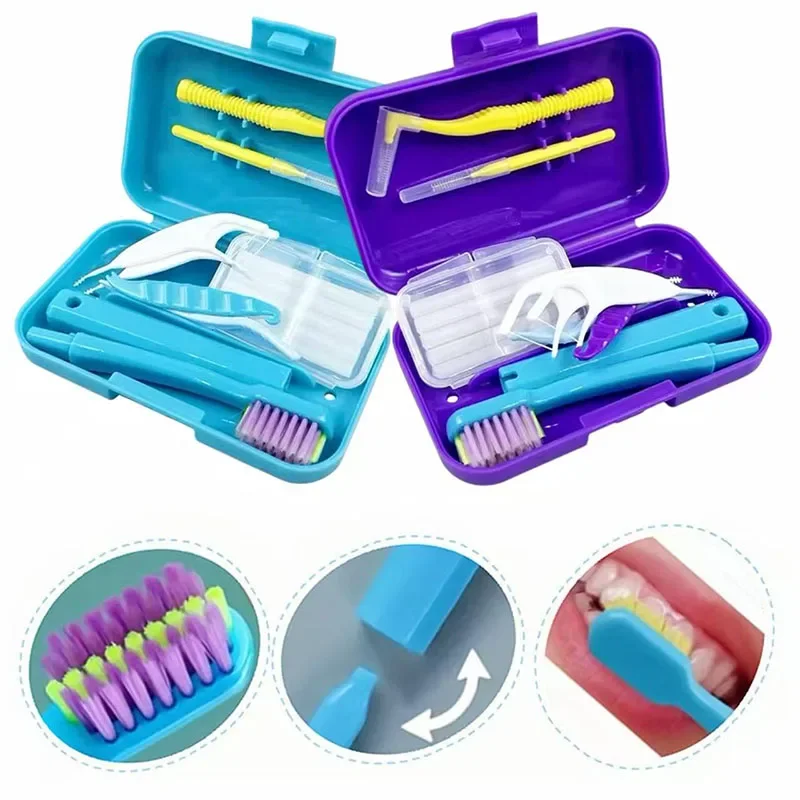 Dental Cleaning Care Kits Orthodontic Oral Care Foldable Brush Interdental Brush Ortho Wax Clean