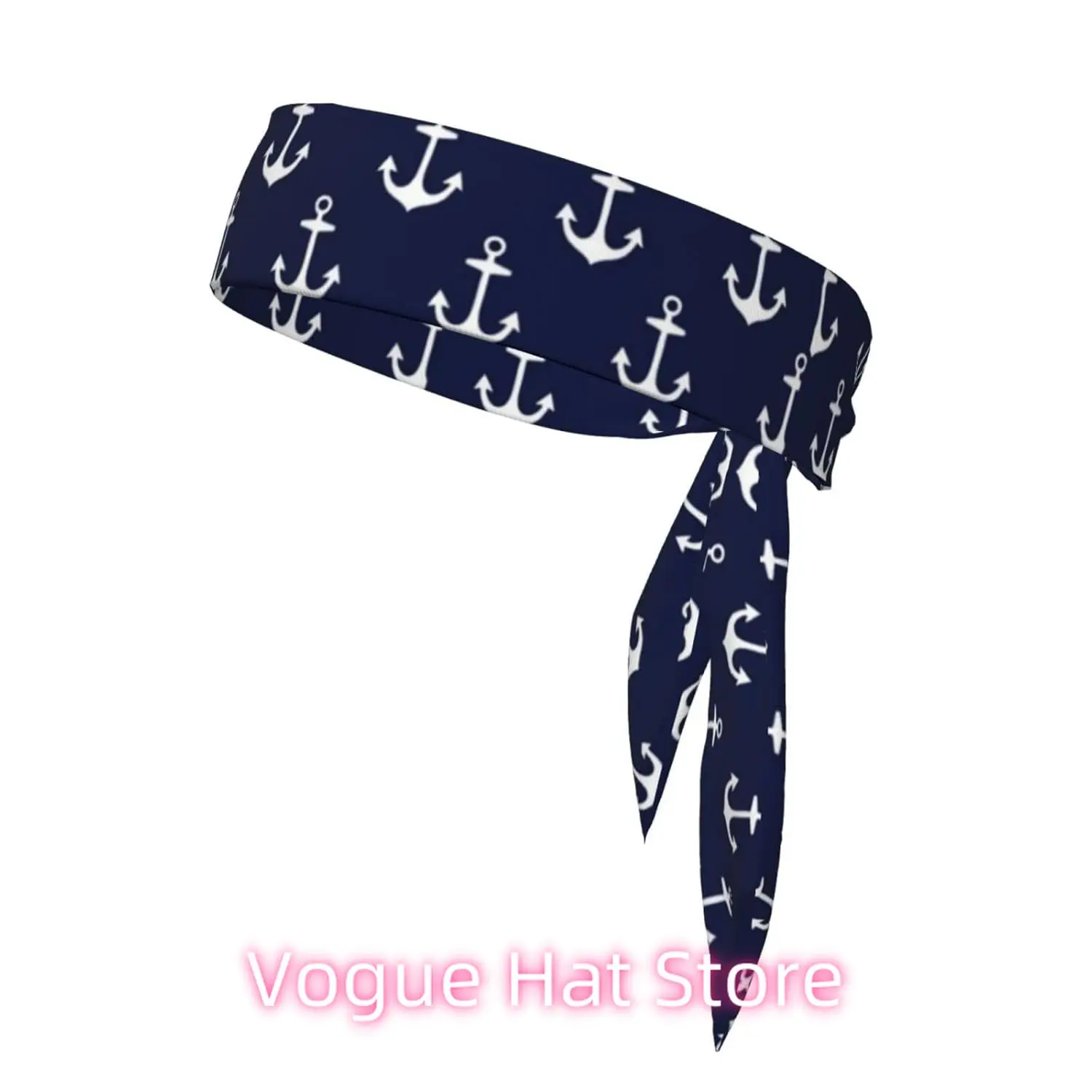 

Headbands Tie for Women Men Running Athletic Hair Head Band Sports Sweatbands Adjustable Non-Slip Moisture Wicking (Nautical An