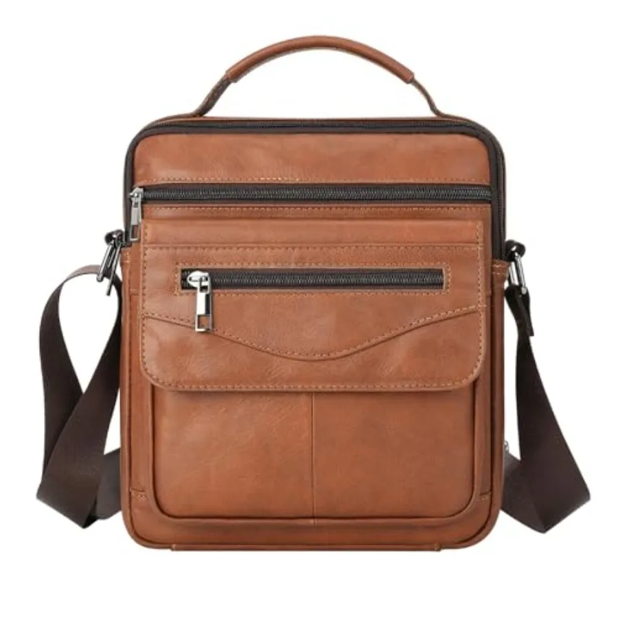 Mens Crossbody Bag Genuine Leather Messenger Shoulder Bag for Women Men Purse Travel Work Business