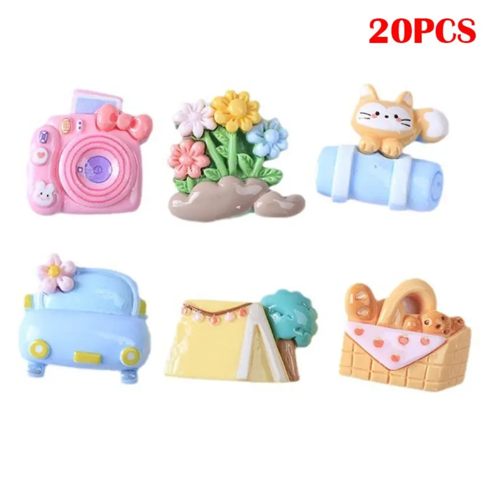 20pcs Camping Series Resin Slime Charms Cream Gel Bottle Sticker Doll House Accessories Flatback Hair Clip Keychain DIY Crafts