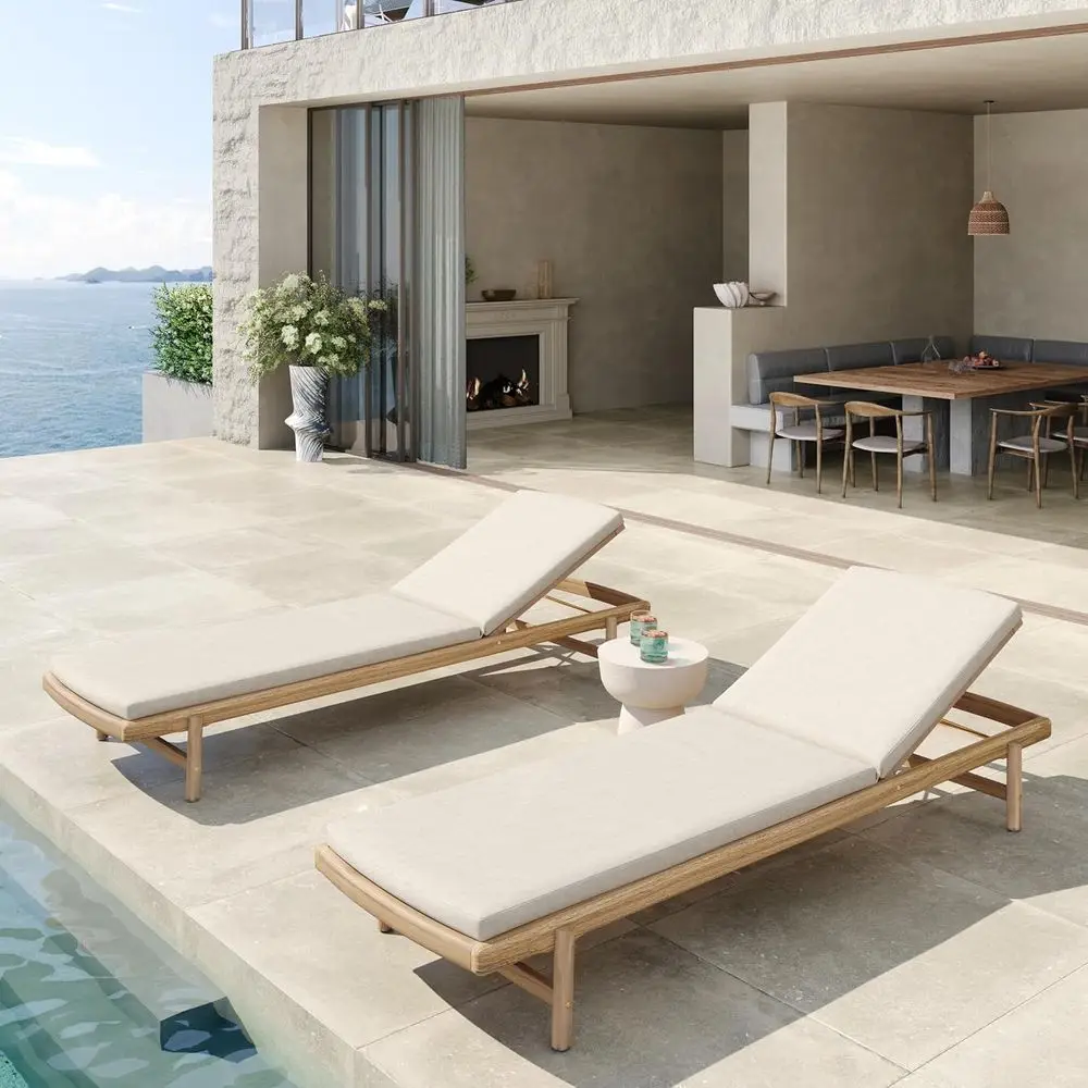 

Комплект из 2-х шезлонгов для улицы с подушками, регулируемой спинкой, подходит для патио, пляжа или зоны у бассейна