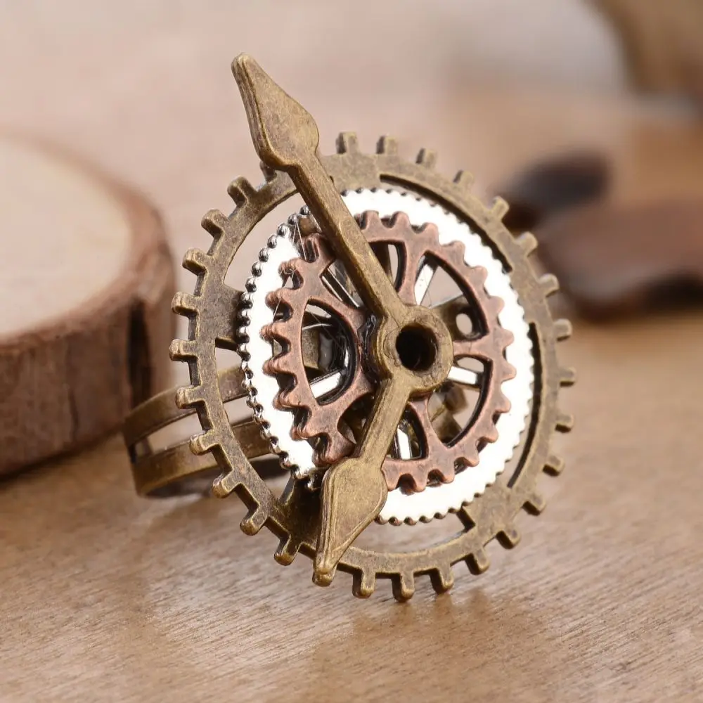 New Antique Steam Punk 3 Ring Clock Fear Fingering Ornaments  for Women Men Party Jewelry