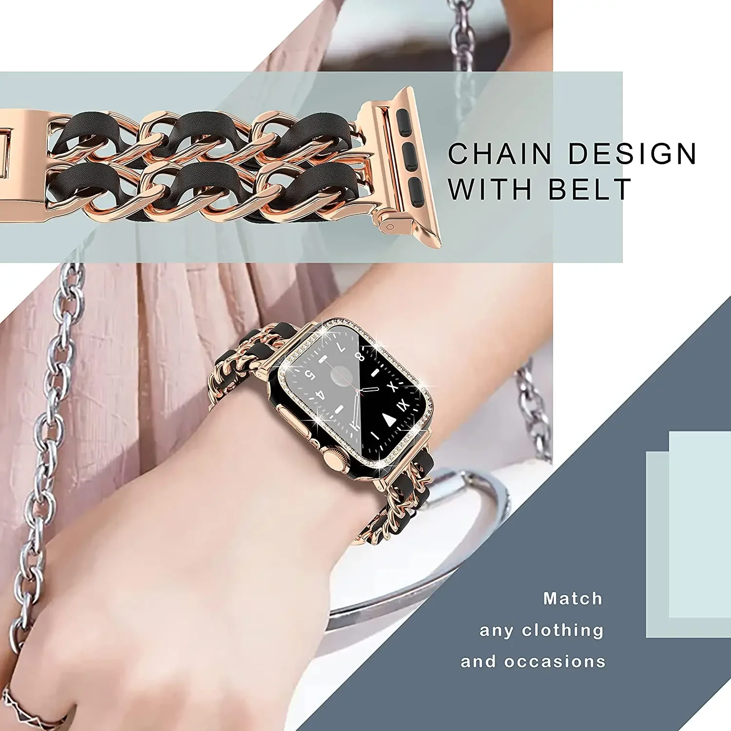 Металлический ремешок + чехол для Apple Watch Band 10 46 мм 42 мм Защитный стеклянный чехол iWatch 9 8 7 6 5 4 SE 45 мм 41 мм 44 мм 40 мм Корреа Shell