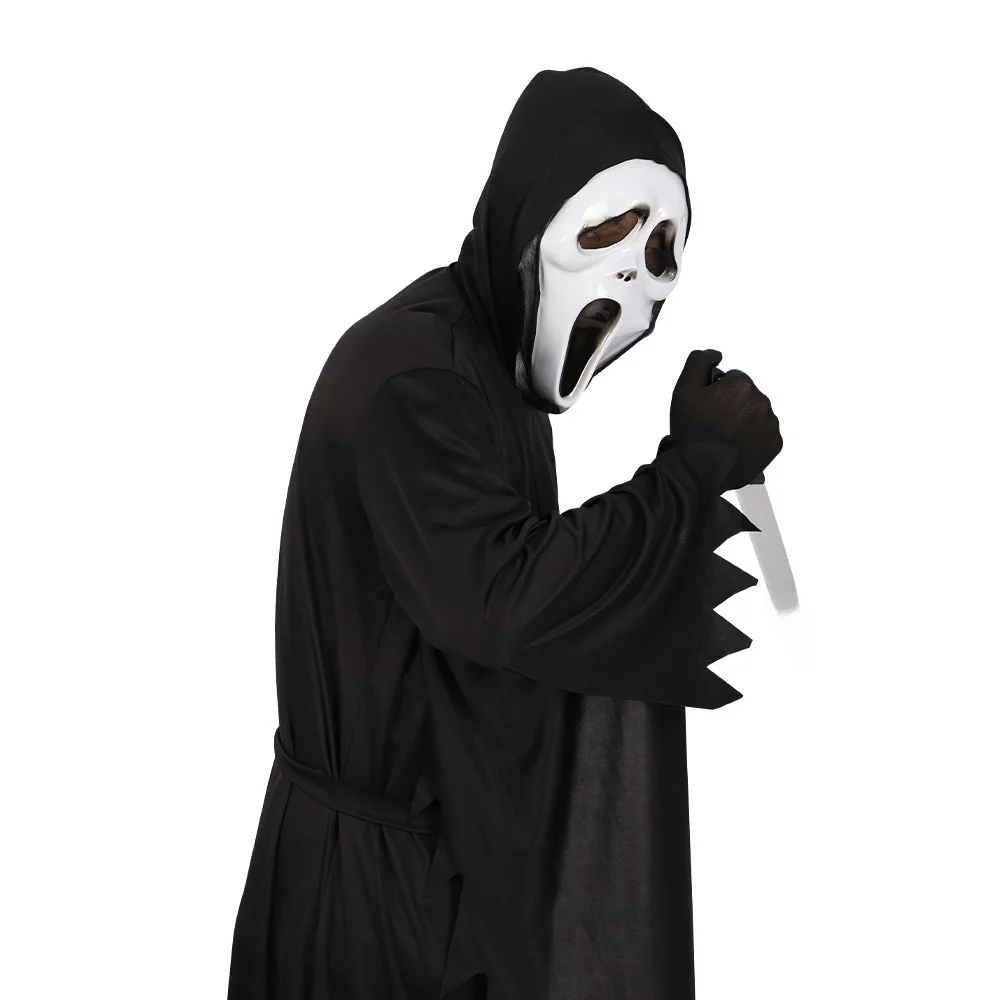 Gruseliges Cosplay-Kostüm, Todesgott, Halloween-Terror-Robe, Rollenspiel-Maske, Erwachsenenkleidung, T-Shirt-Acetatfaser, 00 % Bühnenkostüm