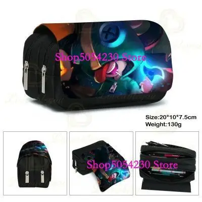 Estuche de lona elástico con estampado de figuras de anime para niños, estuche de lápices de gran capacidad de doble capa con diseño de Brawl-Star-Hero, material escolar