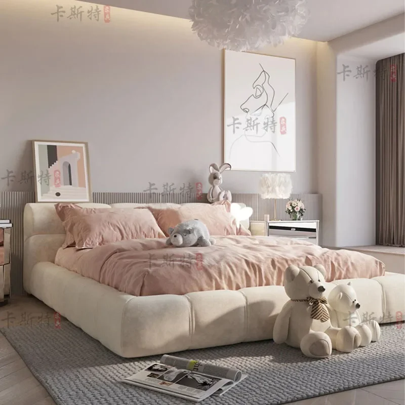 

Queen Luxury Bed Double Whitr Wood Headboard Frame Modern Double Bed Boys Sleeping Cama Matrimonio Furniture For Bedroom