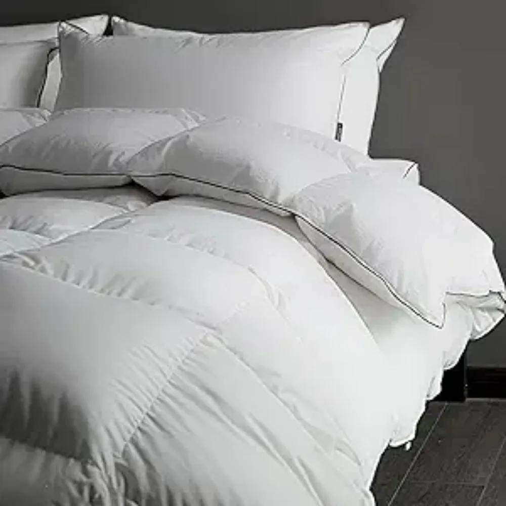 Luxury Feathers Down Fiber Comforter King Size - 750 Fill Power All Season Duvet Insert, Ultra-Soft Hotel Collection Comforter,