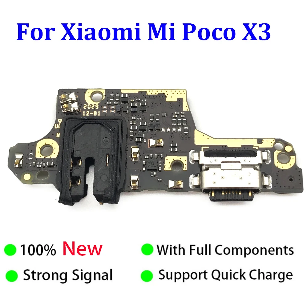 USB Charging Port Dock Jack Connector Charge Board Flex Cable With Mic Microphone For Xiaomi Poco X3 NFC X3 Pro