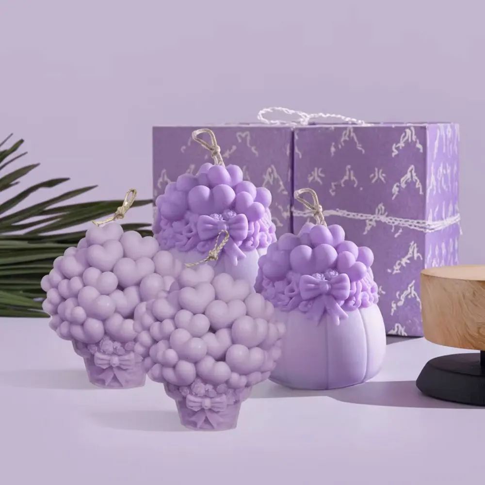 Flower Bouquet Silicon Scented Candle Mold 3D Relief Rose Succulents Resin Ceramic Gypsum Wedding Decor DIY Plant Birthday Gifts